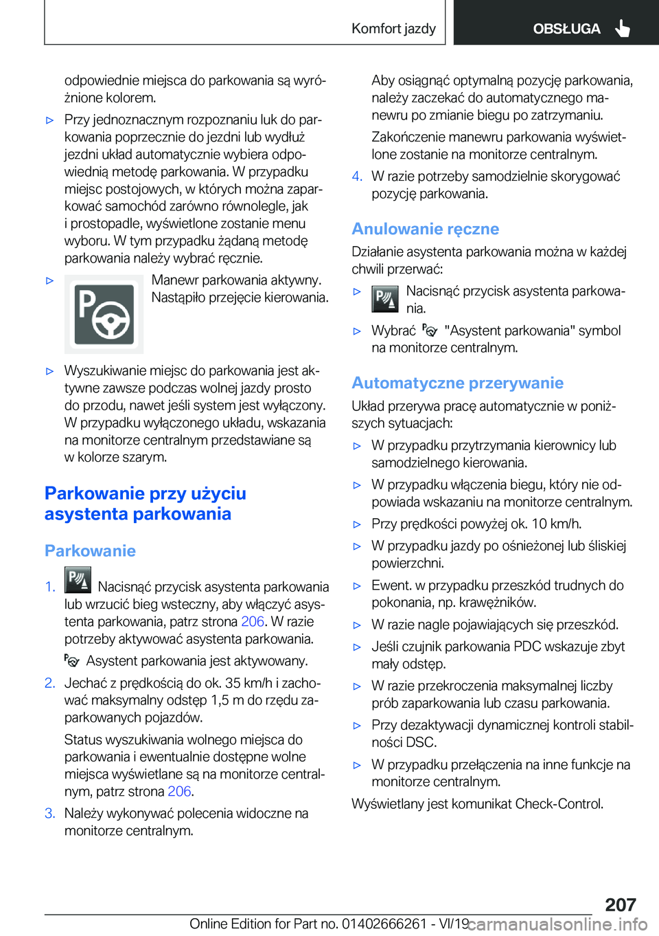 BMW 2 SERIES COUPE 2020  Instrukcja obsługi (in Polish) �o�d�p�o�w�i�e�d�n�i�e��m�i�e�j�s�c�a��d�o��p�a�r�k�o�w�a�n�i�a��s�