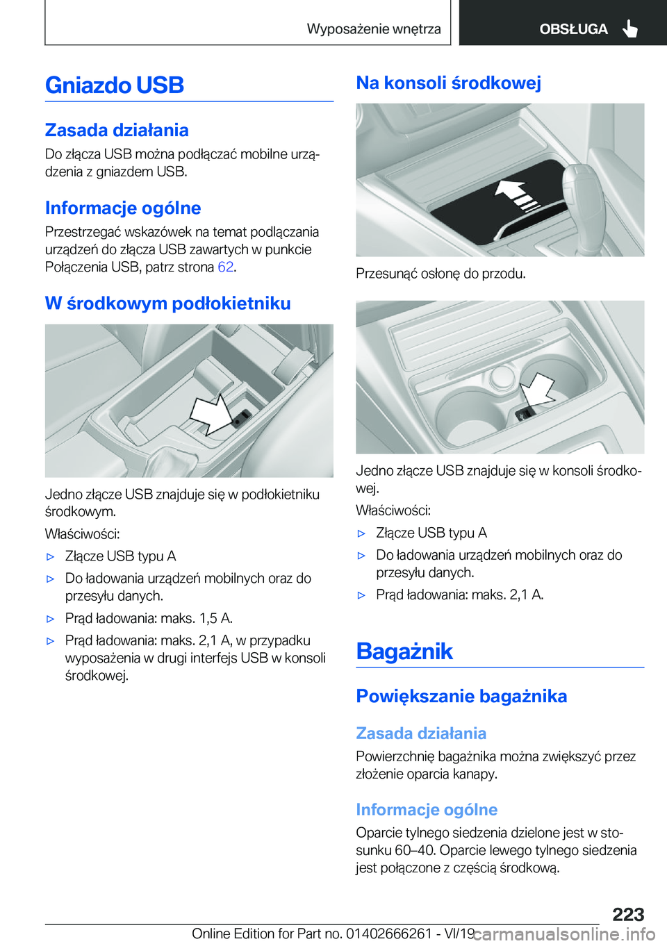 BMW 2 SERIES COUPE 2020  Instrukcja obsługi (in Polish) �G�n�i�a�z�d�o��U�S�B
�Z�a�s�a�d�a��d�z�i�a�ł�a�n�i�a
�D�o��z�ł�