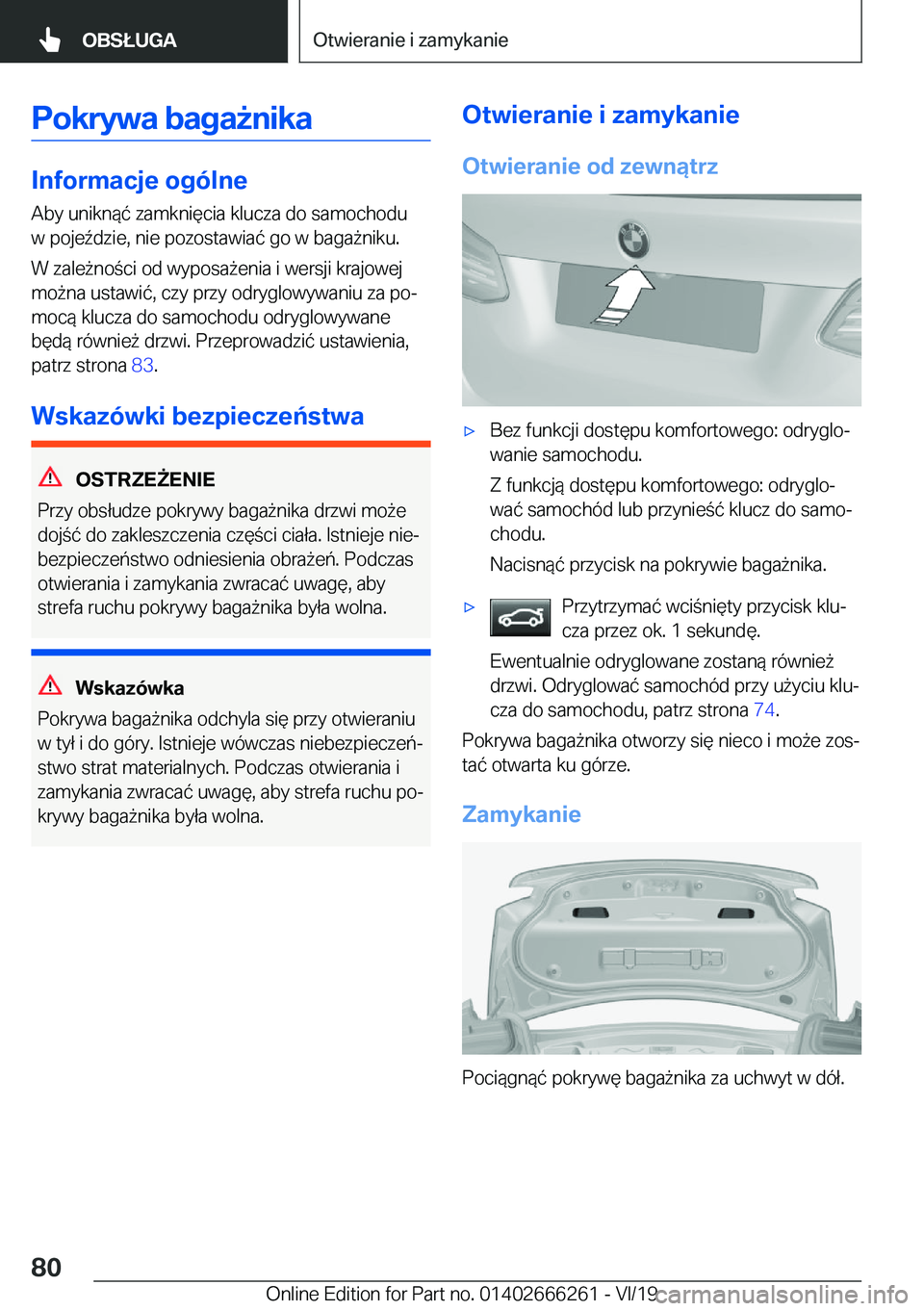 BMW 2 SERIES COUPE 2020  Instrukcja obsługi (in Polish) �P�o�k�r�y�w�a��b�a�g�a9�n�i�k�a
�I�n�f�o�r�m�a�c�j�e��o�g�