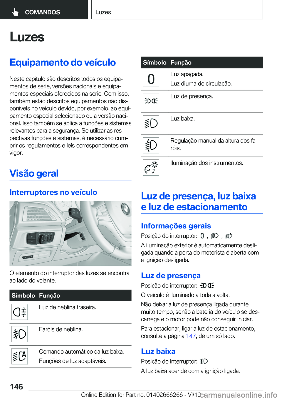 BMW 2 SERIES COUPE 2020  Manual do condutor (in Portuguese) �L�u�z�e�s�E�q�u�i�p�a�m�e�n�t�o��d�o��v�e�