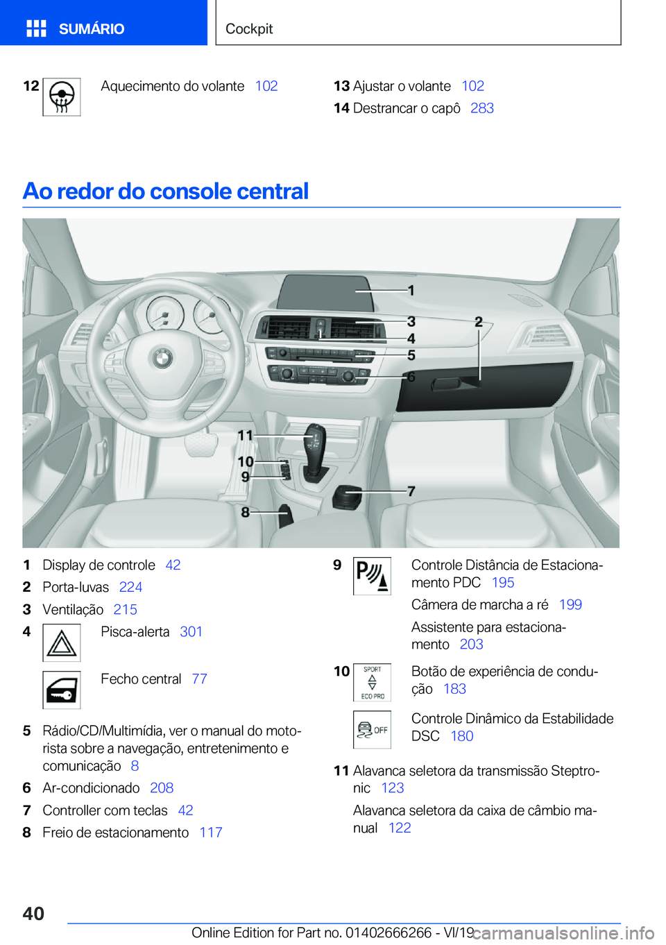 BMW 2 SERIES COUPE 2020  Manual do condutor (in Portuguese) �1�2�A�q�u�e�c�i�m�e�n�t�o��d�o��v�o�l�a�n�t�e\_�1�0�2�1�3�A�j�u�s�t�a�r��o��v�o�l�a�n�t�e\_�1�0�2�1�4�D�e�s�t�r�a�n�c�a�r��o��c�a�p�ô\_ �2�8�3
�A�o��r�e�d�o�r��d�o��c�o�n�s�o�l�e��c�