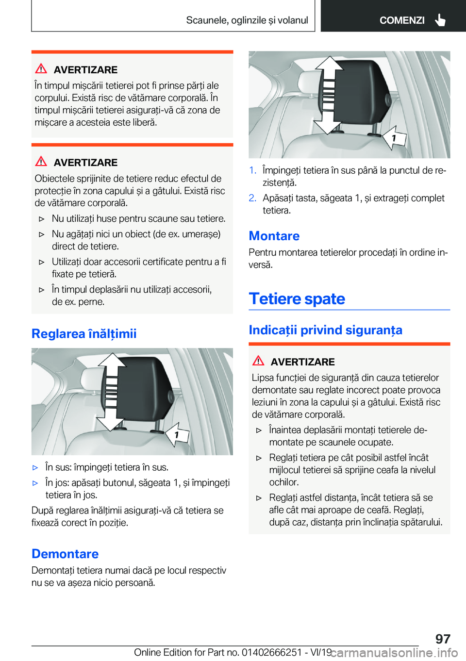 BMW 2 SERIES COUPE 2020  Ghiduri De Utilizare (in Romanian) �A�V�E�R�T�I�;�A�R�E
�