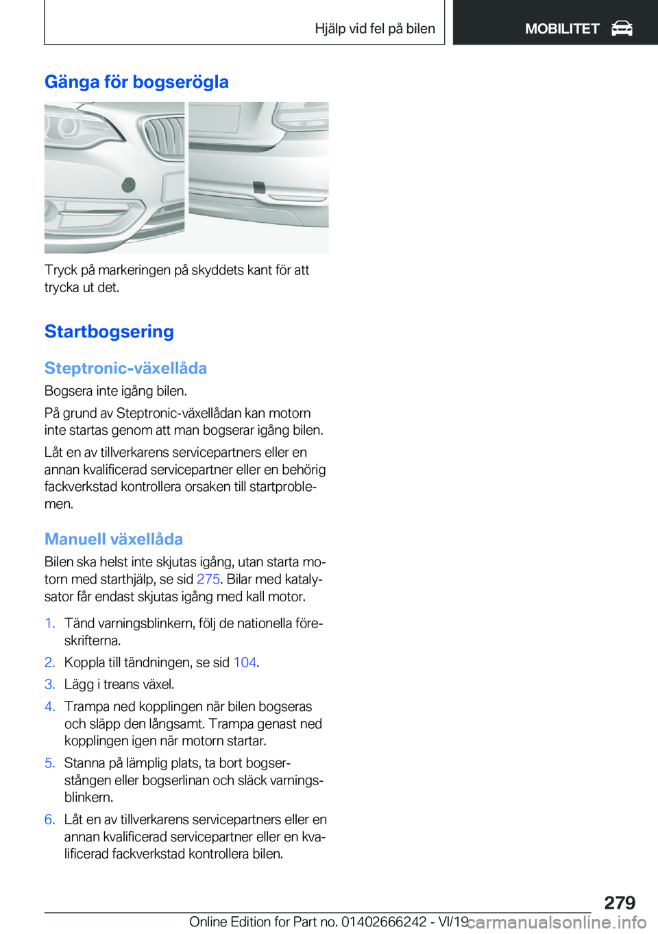 BMW 2 SERIES COUPE 2020  InstruktionsbÖcker (in Swedish) �G�ä�n�g�a��f�