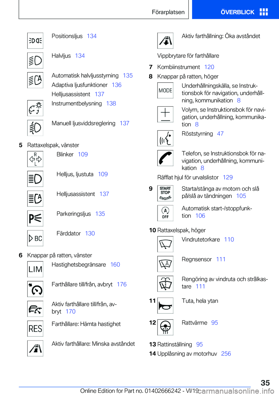 BMW 2 SERIES COUPE 2020  InstruktionsbÖcker (in Swedish) �P�o�s�i�t�i�o�n�s�l�j�u�s\_�1�3�4�H�a�l�v�l�j�u�s\_�1�3�4�A�u�t�o�m�a�t�i�s�k��h�a�l�v�l�j�u�s�s�t�y�r�n�i�n�g\_ �1�3�5
�A�d�a�p�t�i�v�a��l�j�u�s�f�u�n�k�t�i�o�n�e�r\_ �1�3�6
�H�e�l�l�j�u�s