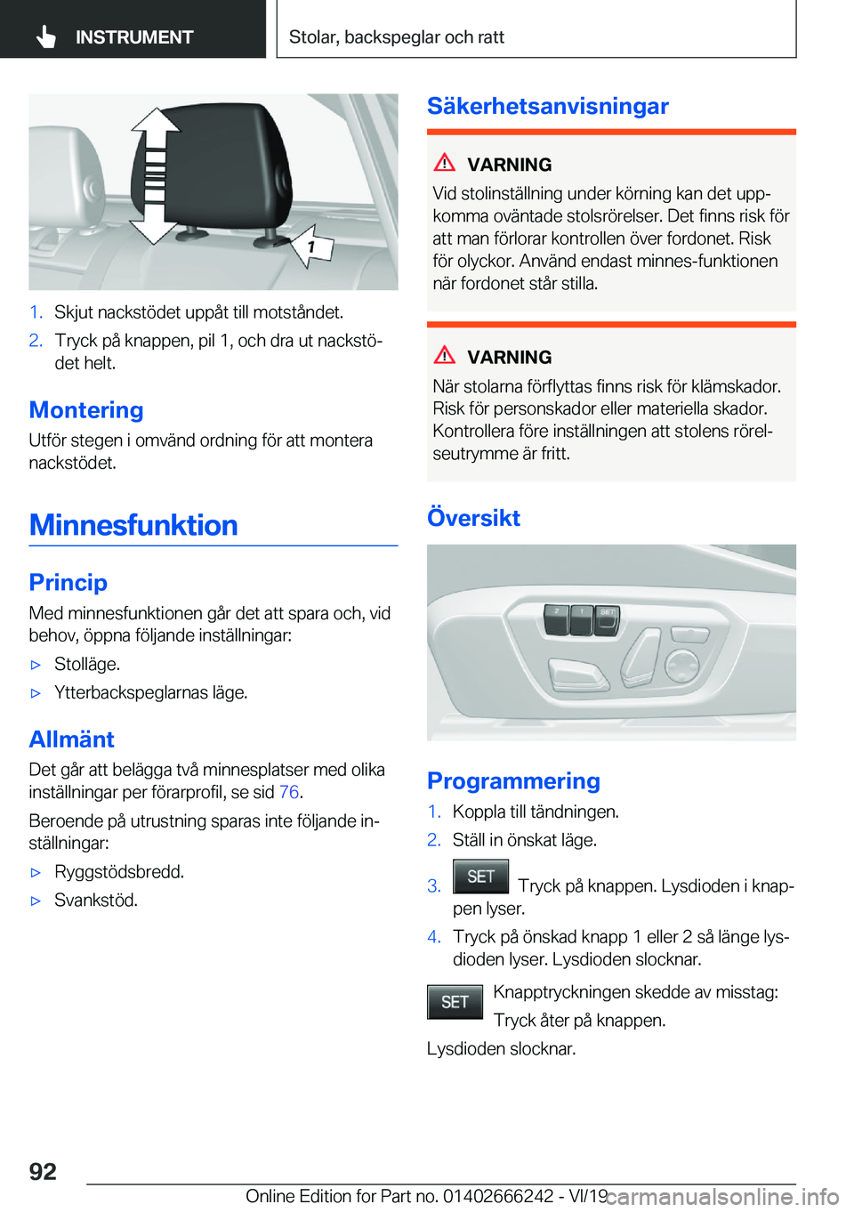 BMW 2 SERIES COUPE 2020  InstruktionsbÖcker (in Swedish) �1�.�S�k�j�u�t��n�a�c�k�s�t�