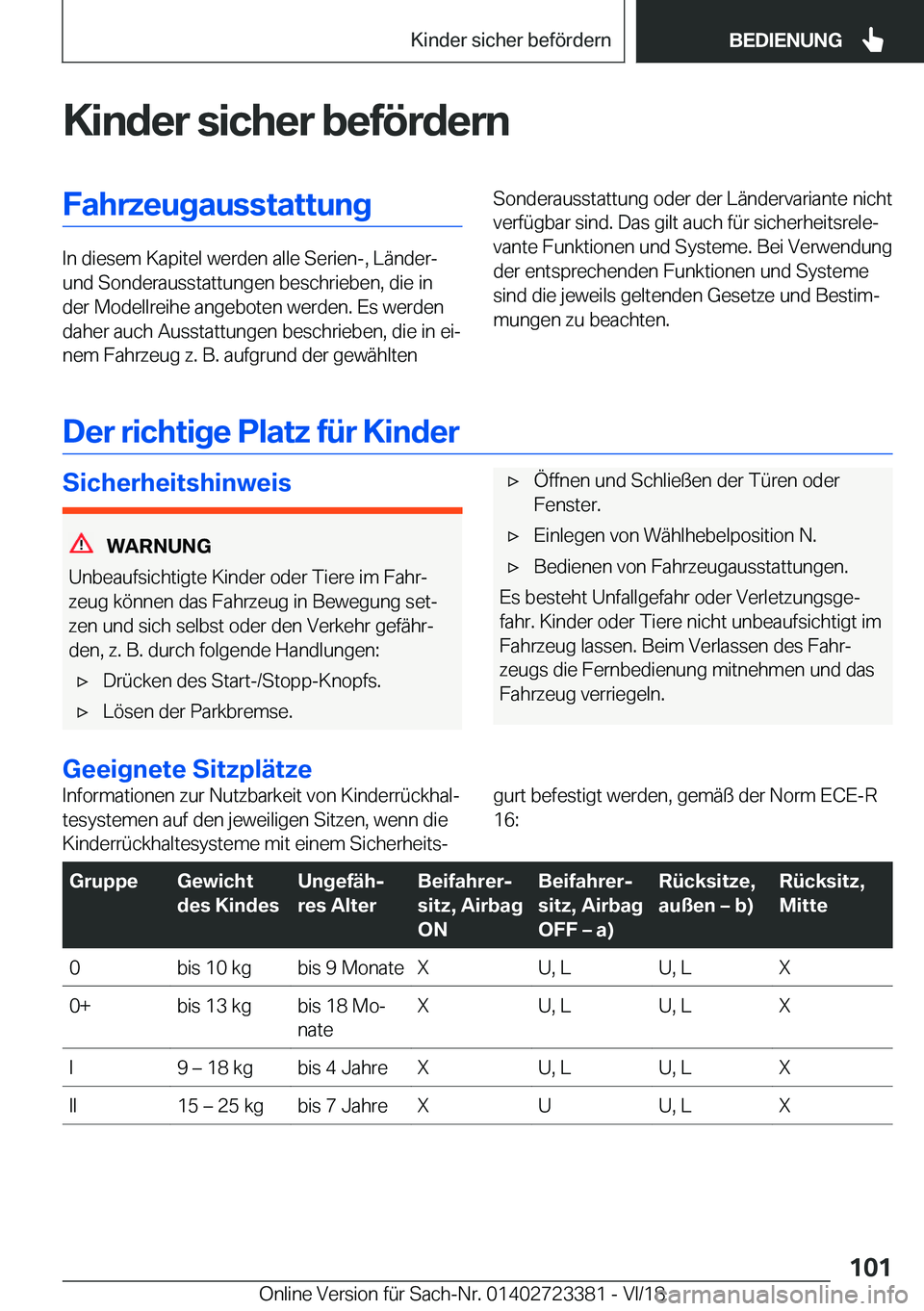 BMW 2 SERIES COUPE 2019  Betriebsanleitungen (in German) �K�i�n�d�e�r��s�i�c�h�e�r��b�e�f�