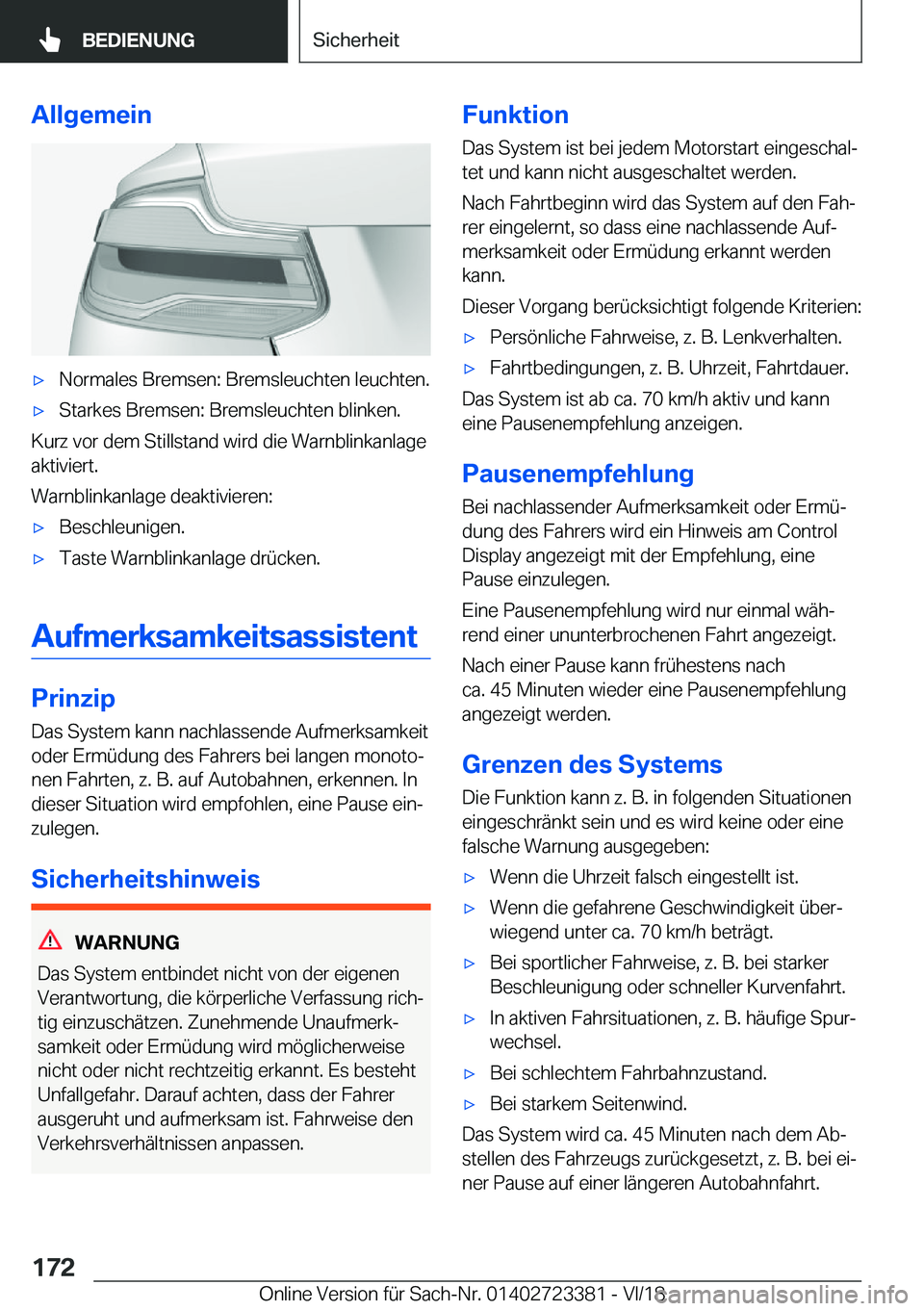 BMW 2 SERIES COUPE 2019  Betriebsanleitungen (in German) �A�l�l�g�e�m�e�i�nx�N�o�r�m�a�l�e�s��B�r�e�m�s�e�n�:��B�r�e�m�s�l�e�u�c�h�t�e�n��l�e�u�c�h�t�e�n�.x�S�t�a�r�k�e�s��B�r�e�m�s�e�n�:��B�r�e�m�s�l�e�u�c�h�t�e�n��b�l�i�n�k�e�n�.
�K�u�r�z��v�o�r�