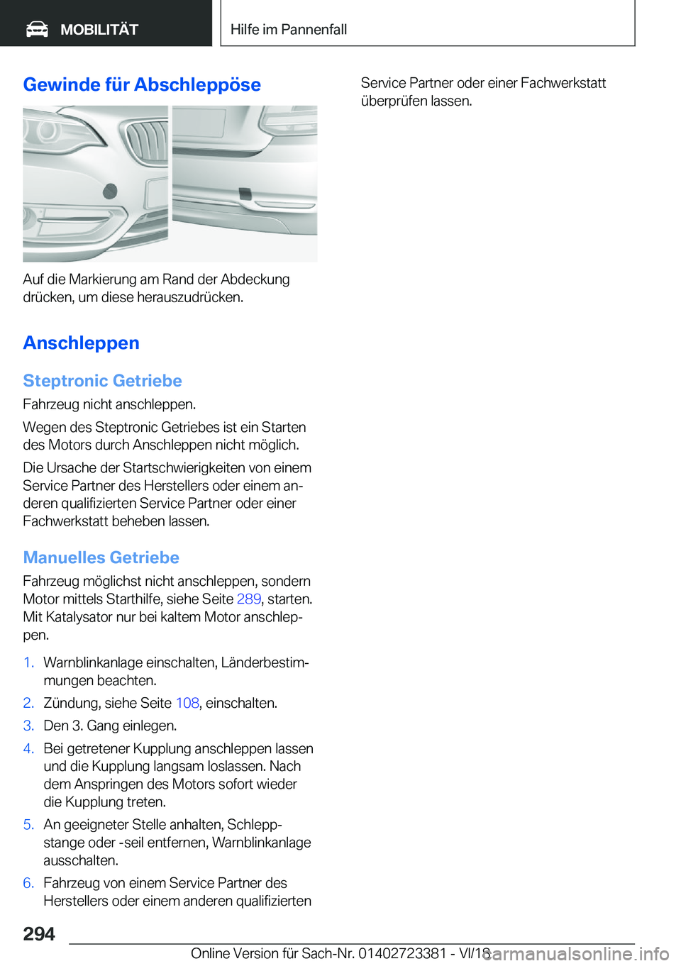 BMW 2 SERIES COUPE 2019  Betriebsanleitungen (in German) �G�e�w�i�n�d�e��f�