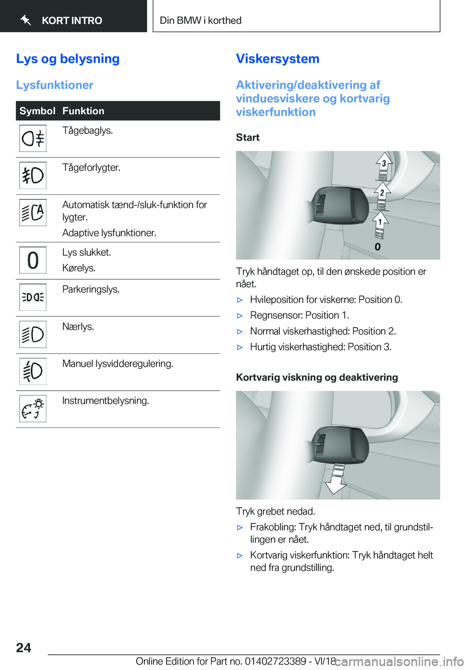 BMW 2 SERIES COUPE 2019  InstruktionsbØger (in Danish) �L�y�s��o�g��b�e�l�y�s�n�i�n�g�L�y�s�f�u�n�k�t�i�o�n�e�r�S�y�m�b�o�l�F�u�n�k�t�i�o�n�T�å�g�e�b�a�g�l�y�s�.�T�å�g�e�f�o�r�l�y�g�t�e�r�.�A�u�t�o�m�a�t�i�s�k��t�æ�n�d�-�/�s�l�u�k�-�f�u�n�k�t�i�o�n�