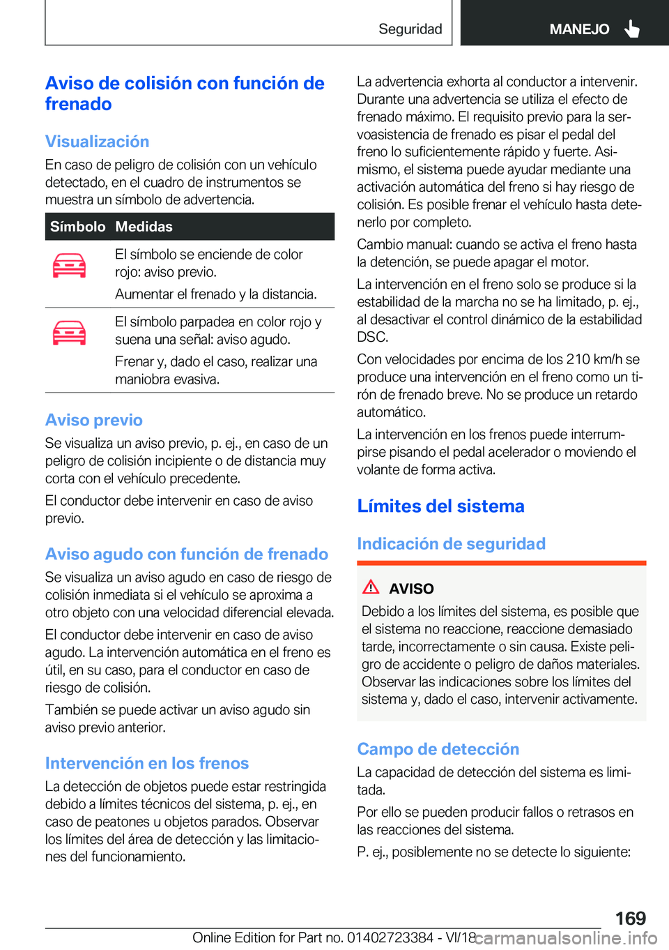BMW 2 SERIES COUPE 2019  Manuales de Empleo (in Spanish) �A�v�i�s�o��d�e��c�o�l�i�s�i�