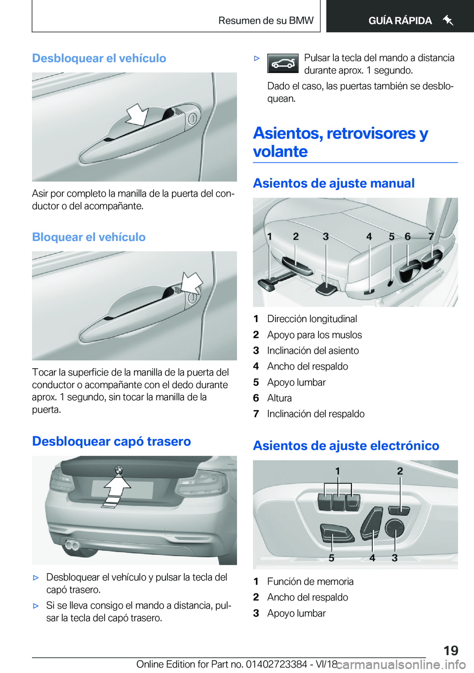 BMW 2 SERIES COUPE 2019  Manuales de Empleo (in Spanish) �D�e�s�b�l�o�q�u�e�a�r��e�l��v�e�h�