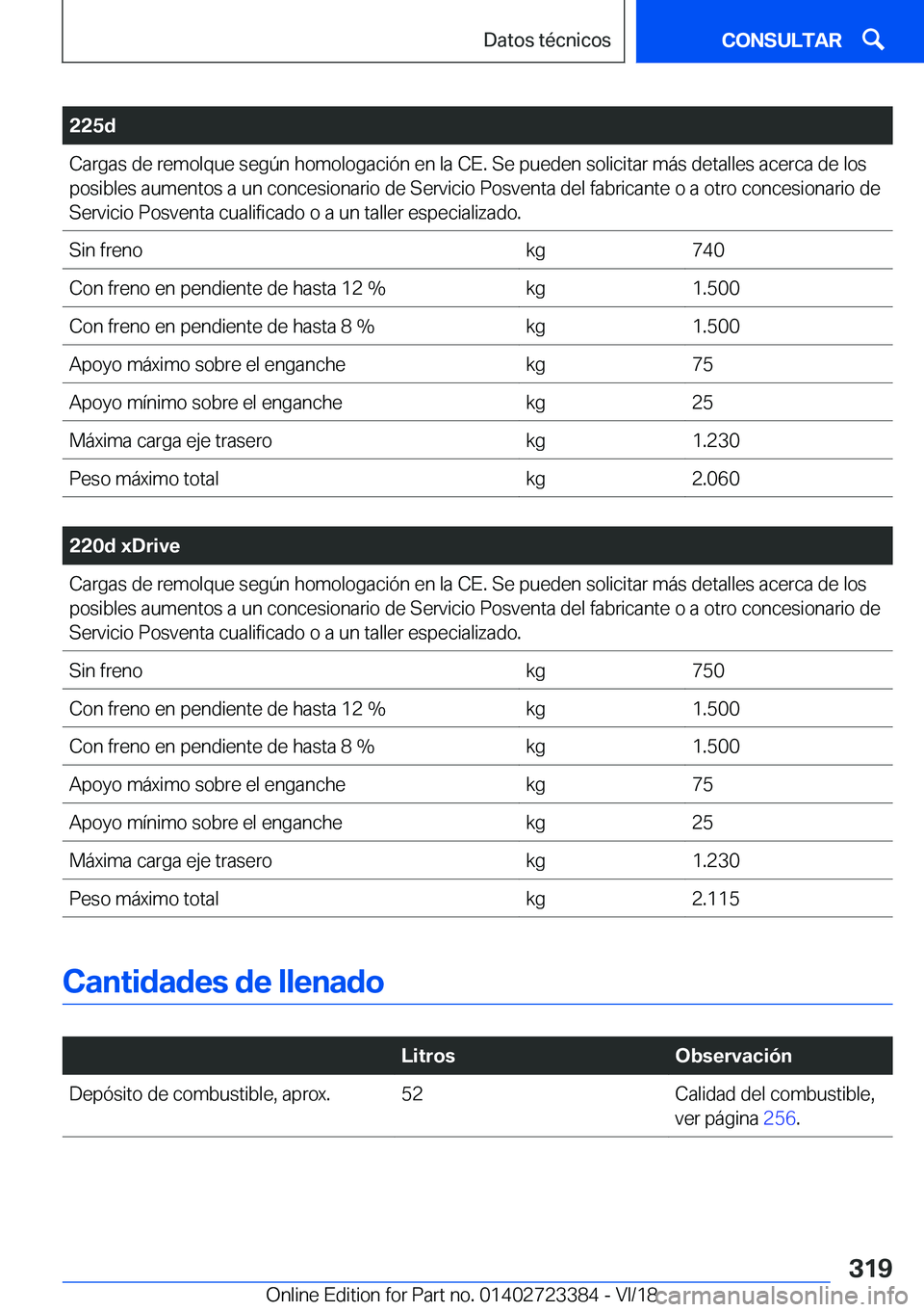 BMW 2 SERIES COUPE 2019  Manuales de Empleo (in Spanish) �2�2�5�d�C�a�r�g�a�s��d�e��r�e�m�o�l�q�u�e��s�e�g�