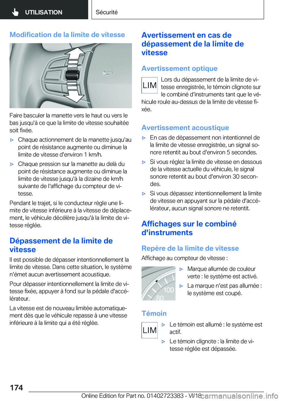 BMW 2 SERIES COUPE 2019  Notices Demploi (in French) �M�o�d�i�f�i�c�a�t�i�o�n��d�e��l�a��l�i�m�i�t�e��d�e��v�i�t�e�s�s�e
�F�a�i�r�e��b�a�s�c�u�l�e�r��l�a��m�a�n�e�t�t�e��v�e�r�s��l�e��h�a�u�t��o�u��v�e�r�s��l�e
�b�a�s��j�u�s�q�u�'�