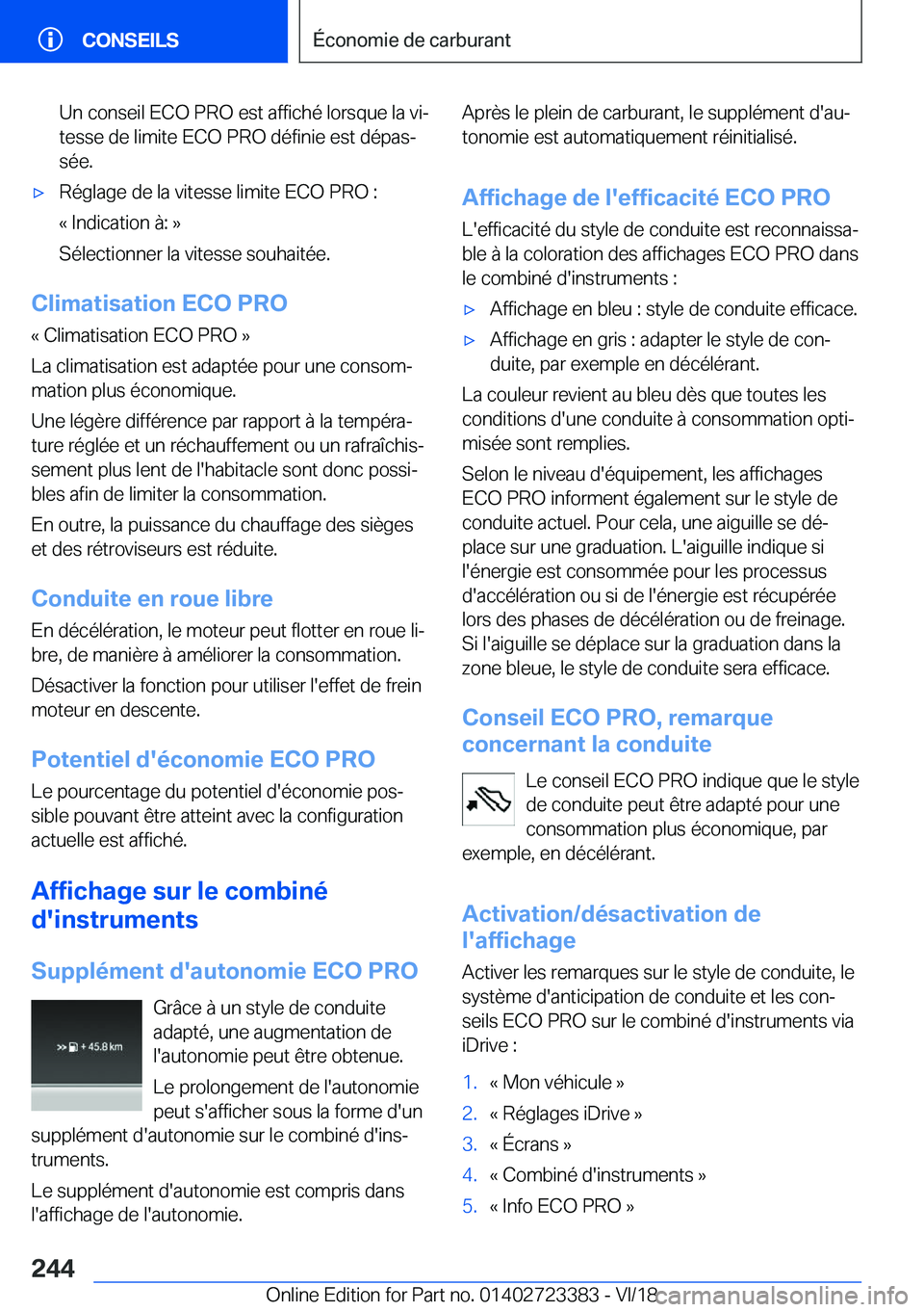 BMW 2 SERIES COUPE 2019  Notices Demploi (in French) �U�n��c�o�n�s�e�i�l��E�C�O��P�R�O��e�s�t��a�f�f�i�c�h�é��l�o�r�s�q�u�e��l�a��v�ij
�t�e�s�s�e��d�e��l�i�m�i�t�e��E�C�O��P�R�O��d�é�f�i�n�i�e��e�s�t��d�é�p�a�sj
�s�é�e�.'x�R�é�