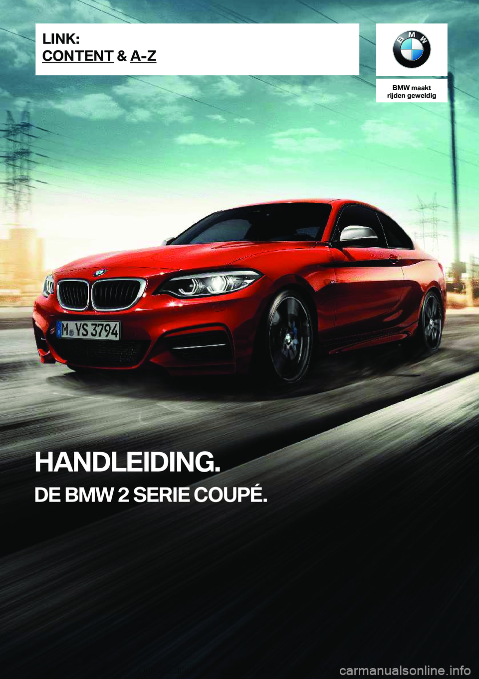 BMW 2 SERIES COUPE 2019  Instructieboekjes (in Dutch) 