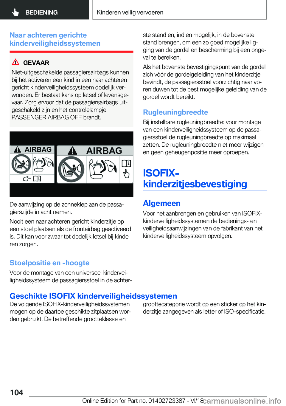 BMW 2 SERIES COUPE 2019  Instructieboekjes (in Dutch) �N�a�a�r��a�c�h�t�e�r�e�n��g�e�r�i�c�h�t�e
�k�i�n�d�e�r�v�e�i�l�i�g�h�e�i�d�s�s�y�s�t�e�m�e�n
�G�E�V�A�A�R
�N�i�e�t�-�u�i�t�g�e�s�c�h�a�k�e�l�d�e��p�a�s�s�a�g�i�e�r�s�a�i�r�b�a�g�s��k�u�n�n�e�n �b