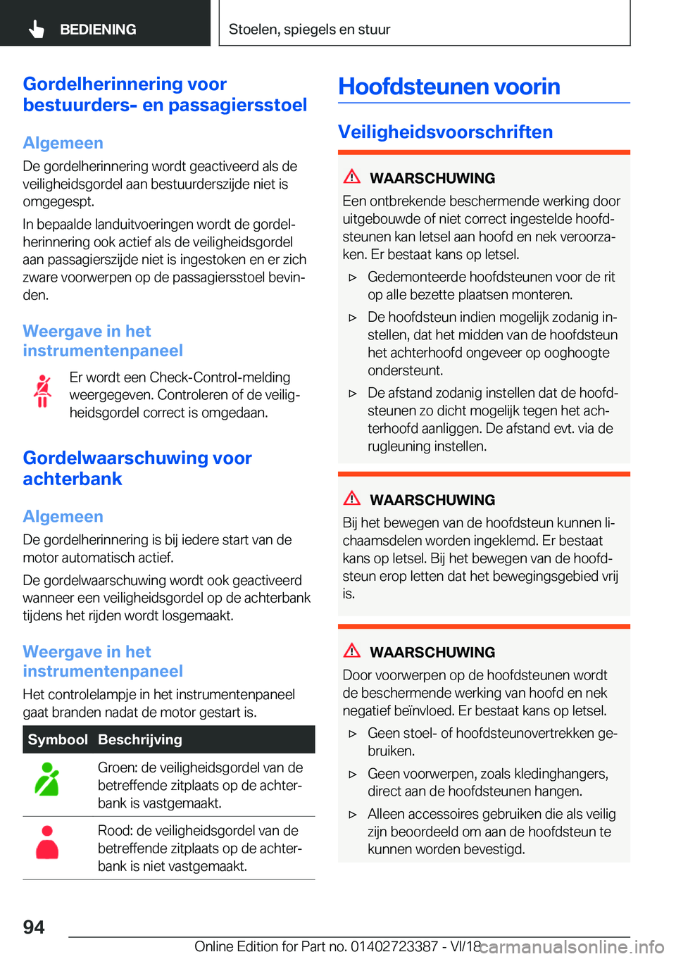 BMW 2 SERIES COUPE 2019  Instructieboekjes (in Dutch) �G�o�r�d�e�l�h�e�r�i�n�n�e�r�i�n�g��v�o�o�r
�b�e�s�t�u�u�r�d�e�r�s�-��e�n��p�a�s�s�a�g�i�e�r�s�s�t�o�e�l
�A�l�g�e�m�e�e�n
�D�e��g�o�r�d�e�l�h�e�r�i�n�n�e�r�i�n�g��w�o�r�d�t��g�e�a�c�t�i�v�e�e�r�
