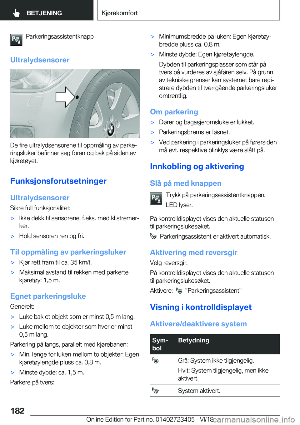 BMW 2 SERIES COUPE 2019  InstruksjonsbØker (in Norwegian) �P�a�r�k�e�r�i�n�g�s�a�s�s�i�s�t�e�n�t�k�n�a�p�p
�U�l�t�r�a�l�y�d�s�e�n�s�o�r�e�r
�D�e��f�i�r�e��u�l�t�r�a�l�y�d�s�e�n�s�o�r�e�n�e��t�i�l��o�p�p�m�å�l�i�n�g��a�v��p�a�r�k�ej
�r�i�n�g�s�l�u�k�e