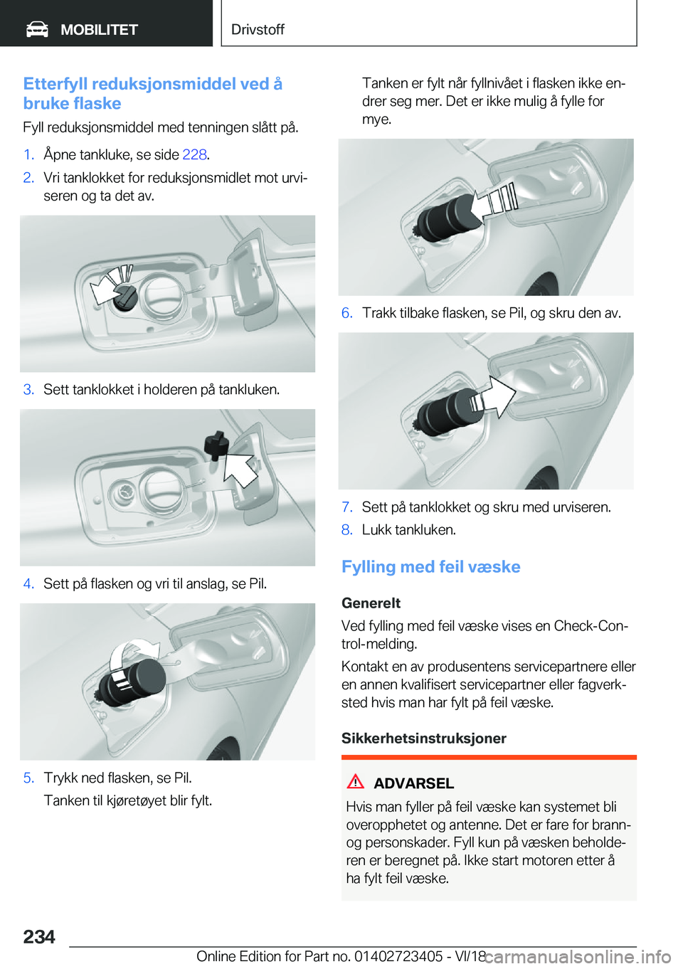 BMW 2 SERIES COUPE 2019  InstruksjonsbØker (in Norwegian) �E�t�t�e�r�f�y�l�l��r�e�d�u�k�s�j�o�n�s�m�i�d�d�e�l��v�e�d��å
�b�r�u�k�e��f�l�a�s�k�e
�F�y�l�l��r�e�d�u�k�s�j�o�n�s�m�i�d�d�e�l��m�e�d��t�e�n�n�i�n�g�e�n��s�l�å�t�t��p�å�.�1�.�