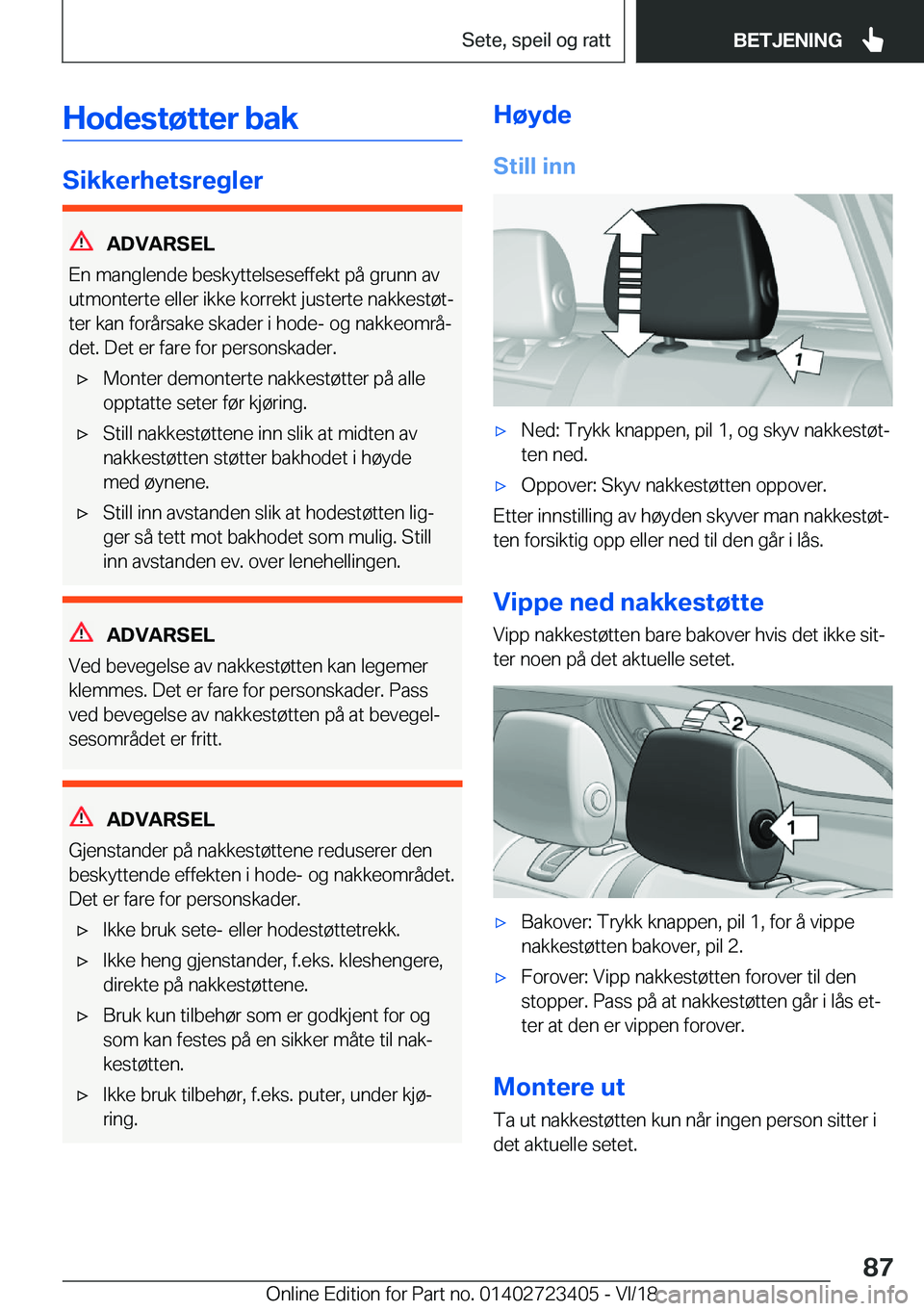 BMW 2 SERIES COUPE 2019  InstruksjonsbØker (in Norwegian) �H�o�d�e�s�t�