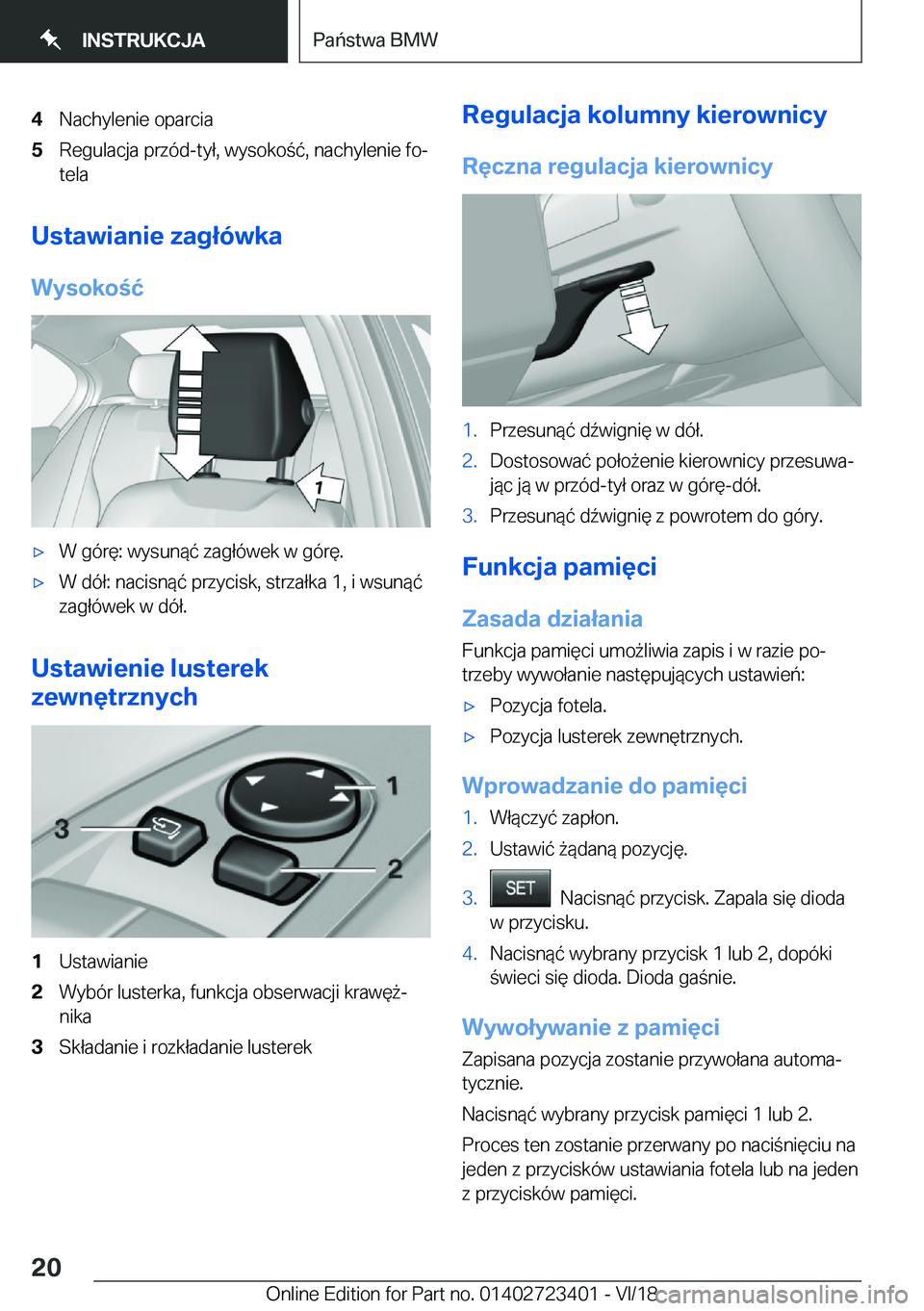 BMW 2 SERIES COUPE 2019  Instrukcja obsługi (in Polish) �4�N�a�c�h�y�l�e�n�i�e��o�p�a�r�c�i�a�5�R�e�g�u�l�a�c�j�a��p�r�z�