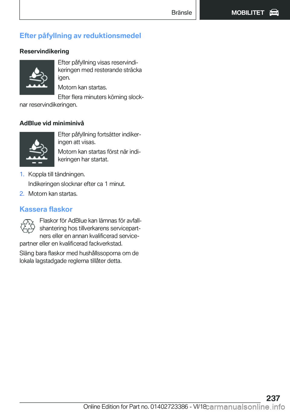 BMW 2 SERIES COUPE 2019  InstruktionsbÖcker (in Swedish) �E�f�t�e�r��p�å�f�y�l�l�n�i�n�g��a�v��r�e�d�u�k�t�i�o�n�s�m�e�d�e�l�R�e�s�e�r�v�i�n�d�i�k�e�r�i�n�g �E�f�t�e�r��p�å�f�y�l�l�n�i�n�g��v�i�s�a�s��r�e�s�e�r�v�i�n�d�ij
�k�e�r�i�n�g�e�n��m�e�d�