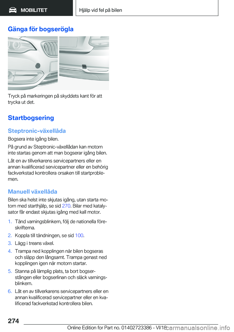 BMW 2 SERIES COUPE 2019  InstruktionsbÖcker (in Swedish) �G�ä�n�g�a��f�