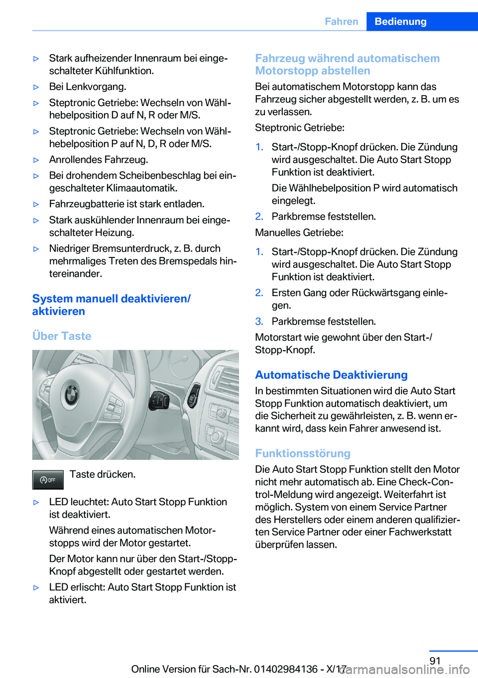 BMW 2 SERIES COUPE 2018  Betriebsanleitungen (in German) y�S�t�a�r�k� �a�u�f�h�e�i�z�e�n�d�e�r� �I�n�n�e�n�r�a�u�m� �b�e�i� �e�i�n�g�ej�s�c�h�a�l�t�e�t�e�r� �K�
