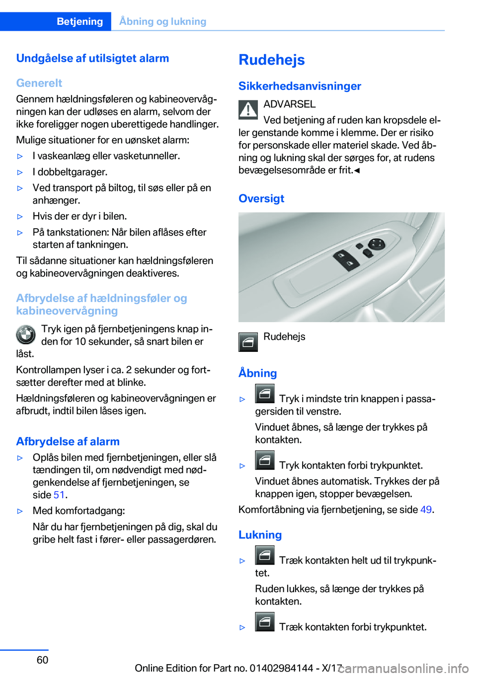 BMW 2 SERIES COUPE 2018  InstruktionsbØger (in Danish) �U�n�d�g�å�e�l�s�e��a�f��u�t�i�l�s�i�g�t�e�t��a�l�a�r�m
�G�e�n�e�r�e�l�t �G�e�n�n�e�m� �h�æ�l�d�n�i�n�g�s�f�