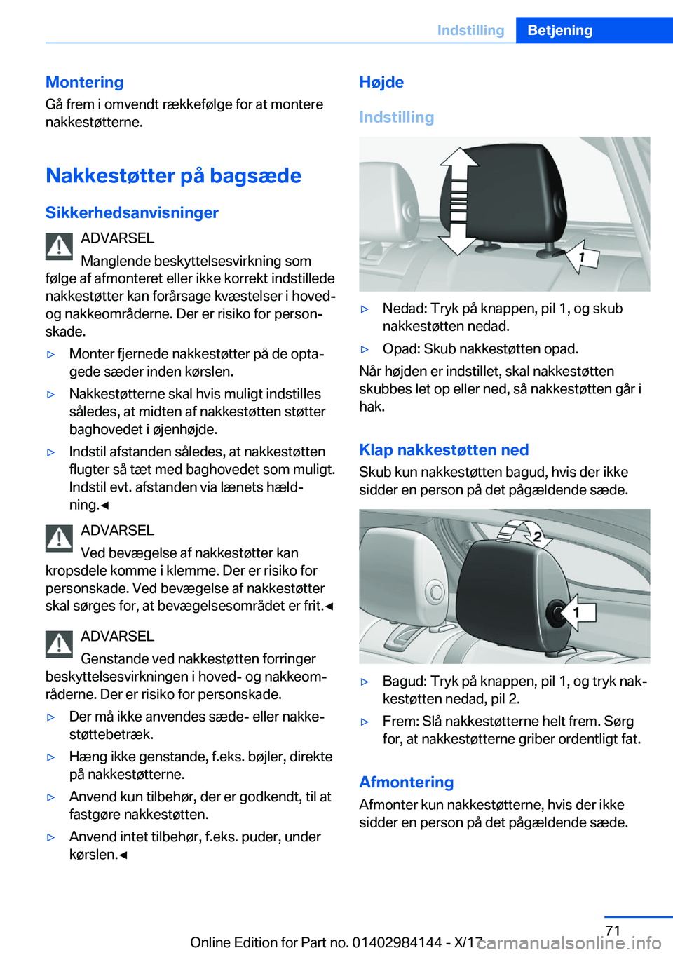 BMW 2 SERIES COUPE 2018  InstruktionsbØger (in Danish) �M�o�n�t�e�r�i�n�g�G�å� �f�r�e�m� �i� �o�m�v�e�n�d�t� �r�æ�k�k�e�f�