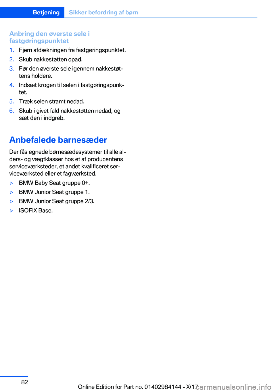 BMW 2 SERIES COUPE 2018  InstruktionsbØger (in Danish) �A�n�b�r�i�n�g��d�e�n��