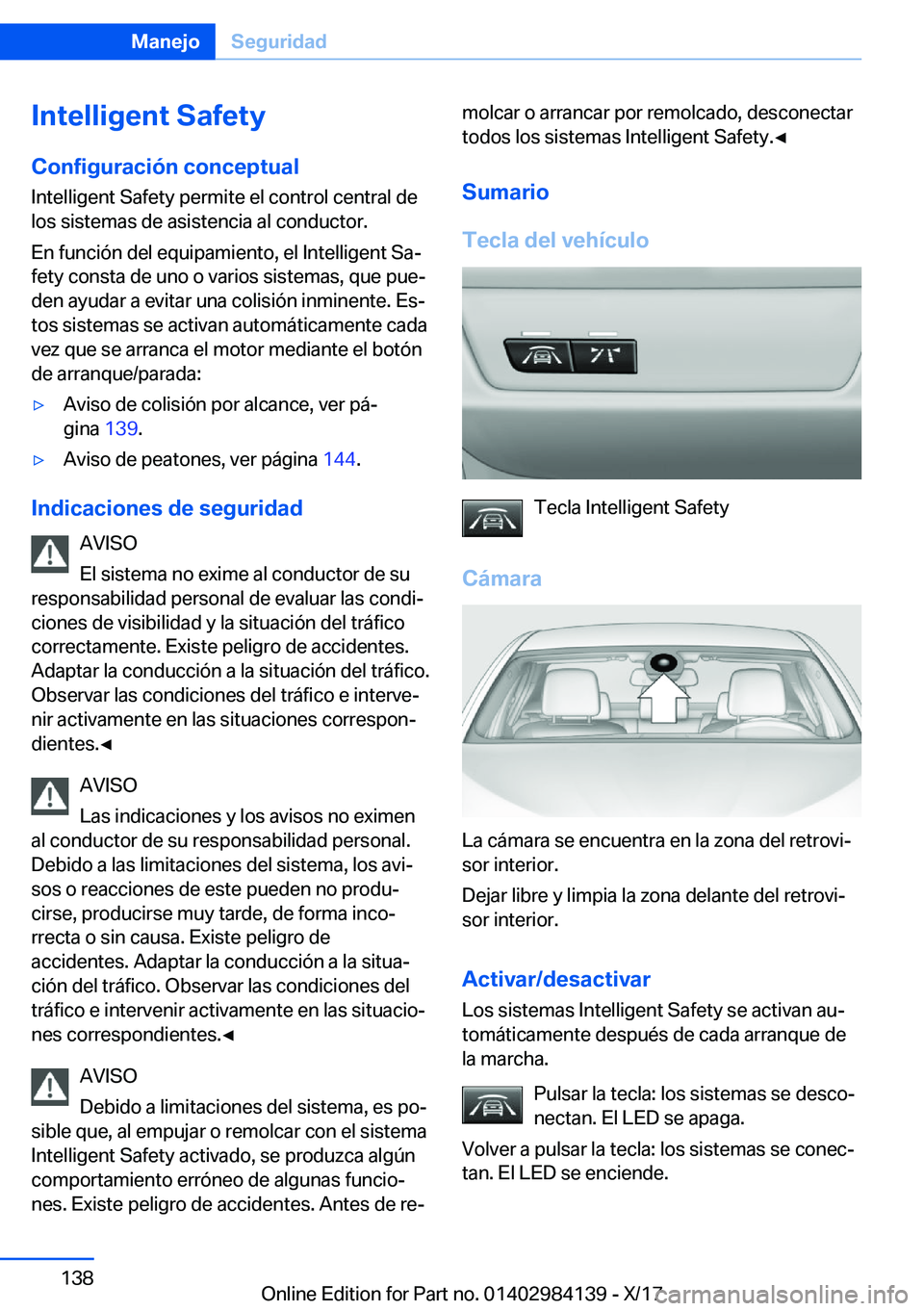 BMW 2 SERIES COUPE 2018  Manuales de Empleo (in Spanish) �I�n�t�e�l�l�i�g�e�n�t��S�a�f�e�t�y�C�o�n�f�i�g�u�r�a�c�i�