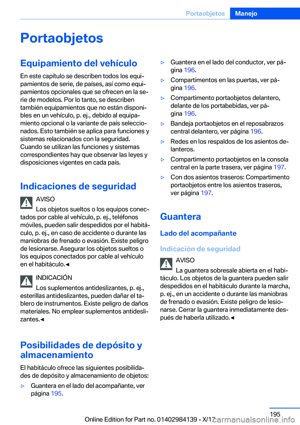 BMW 2 SERIES COUPE 2018  Manuales de Empleo (in Spanish) �P�o�r�t�a�o�b�j�e�t�o�s�E�q�u�i�p�a�m�i�e�n�t�o��d�e�l��v�e�h�
