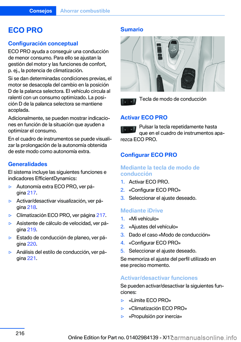 BMW 2 SERIES COUPE 2018  Manuales de Empleo (in Spanish) �E�C�O��P�R�O
�C�o�n�f�i�g�u�r�a�c�i�