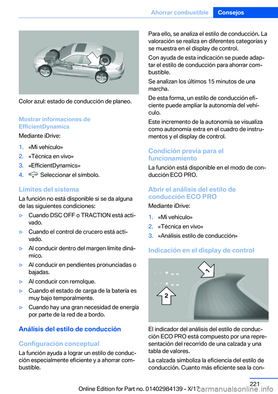 BMW 2 SERIES COUPE 2018  Manuales de Empleo (in Spanish) �C�o�l�o�r� �a�z�u�l�:� �e�s�t�a�d�o� �d�e� �c�o�n�d�u�c�c�i�