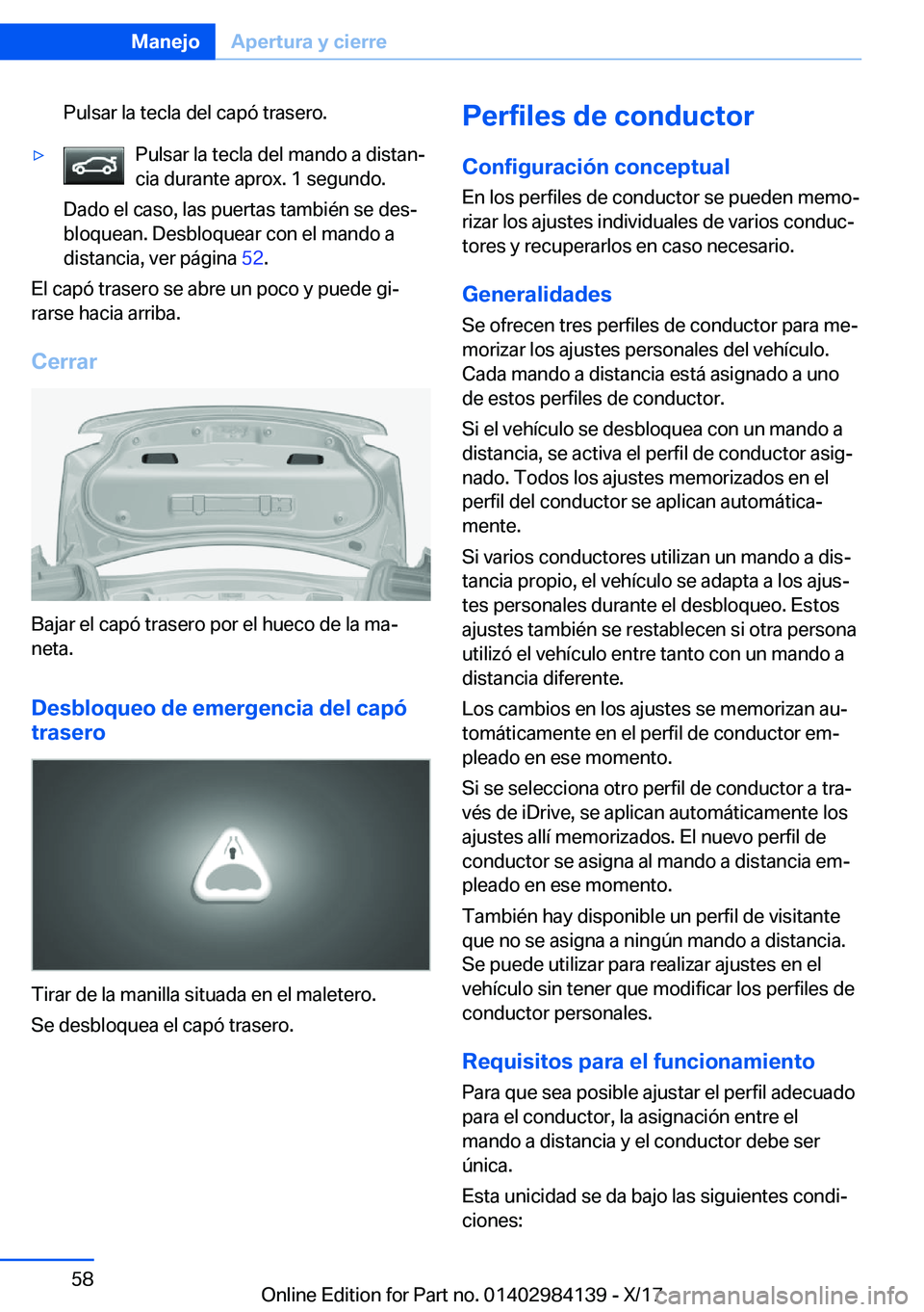 BMW 2 SERIES COUPE 2018  Manuales de Empleo (in Spanish) �P�u�l�s�a�r� �l�a� �t�e�c�l�a� �d�e�l� �c�a�p�