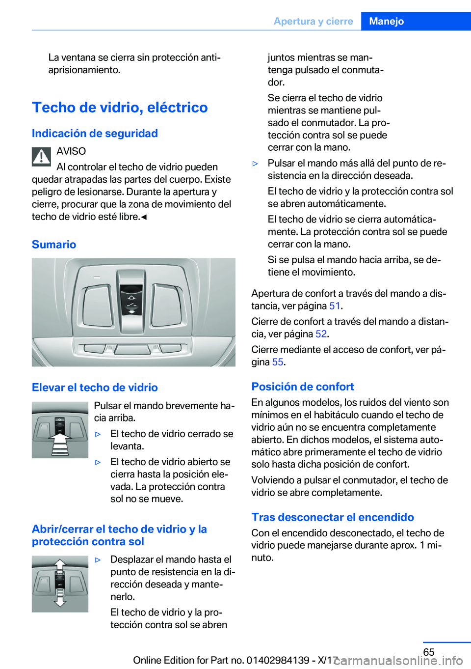 BMW 2 SERIES COUPE 2018  Manuales de Empleo (in Spanish) �L�a� �v�e�n�t�a�n�a� �s�e� �c�i�e�r�r�a� �s�i�n� �p�r�o�t�e�c�c�i�