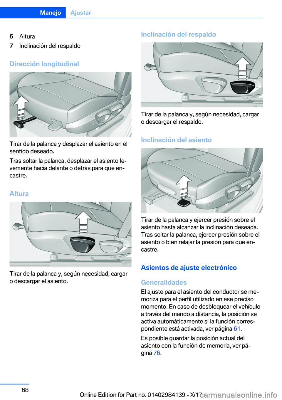 BMW 2 SERIES COUPE 2018  Manuales de Empleo (in Spanish) �6�A�l�t�u�r�a�7�I�n�c�l�i�n�a�c�i�