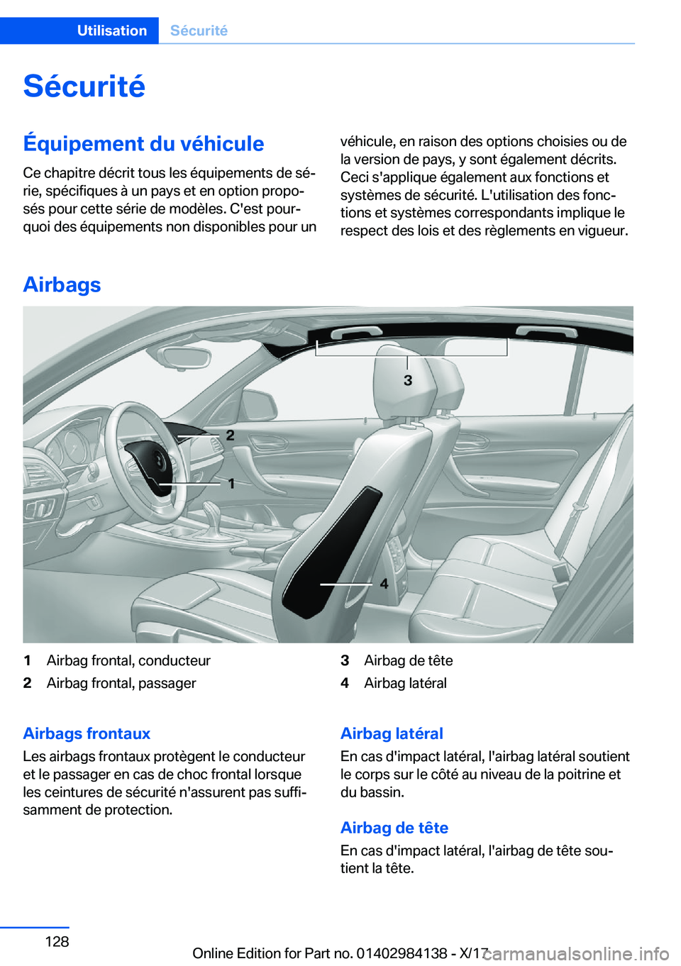BMW 2 SERIES COUPE 2018  Notices Demploi (in French) �S�é�c�u�r�i�t�é�