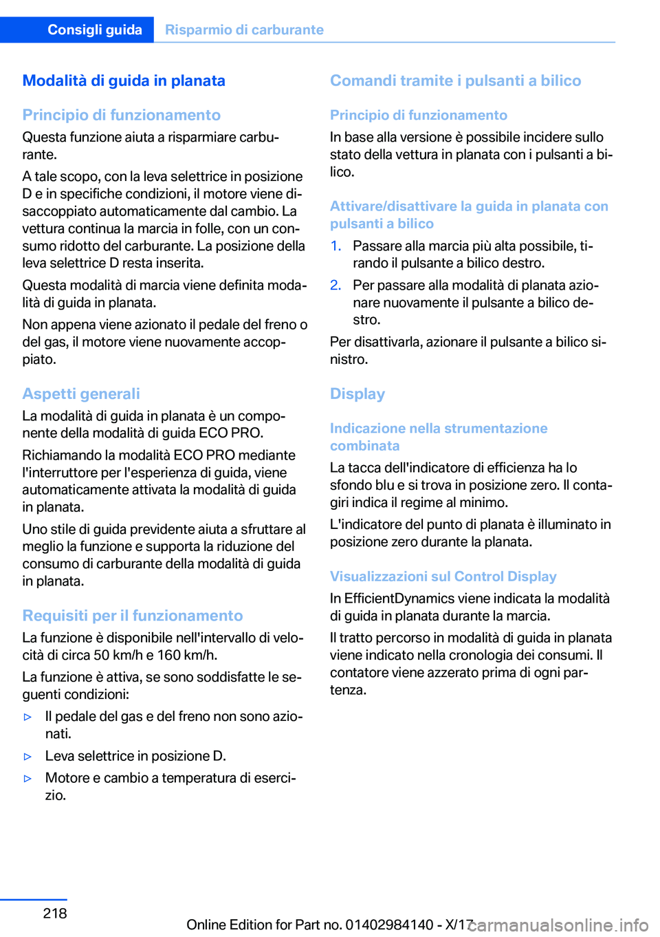 BMW 2 SERIES COUPE 2018  Libretti Di Uso E manutenzione (in Italian) �M�o�d�a�l�i�t�
