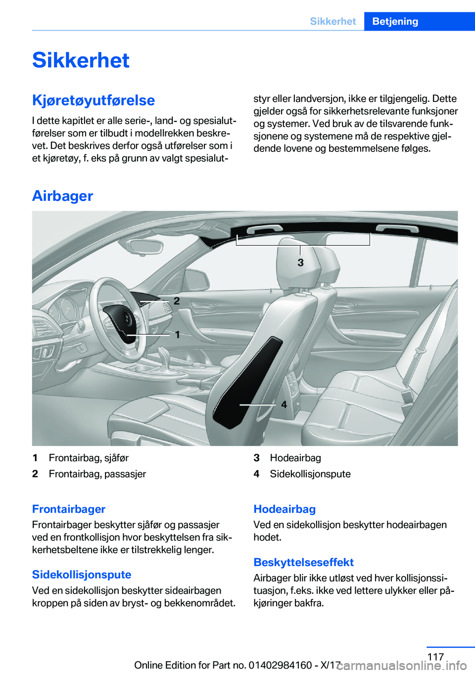 BMW 2 SERIES COUPE 2018  InstruksjonsbØker (in Norwegian) �S�i�k�k�e�r�h�e�t�K�j�