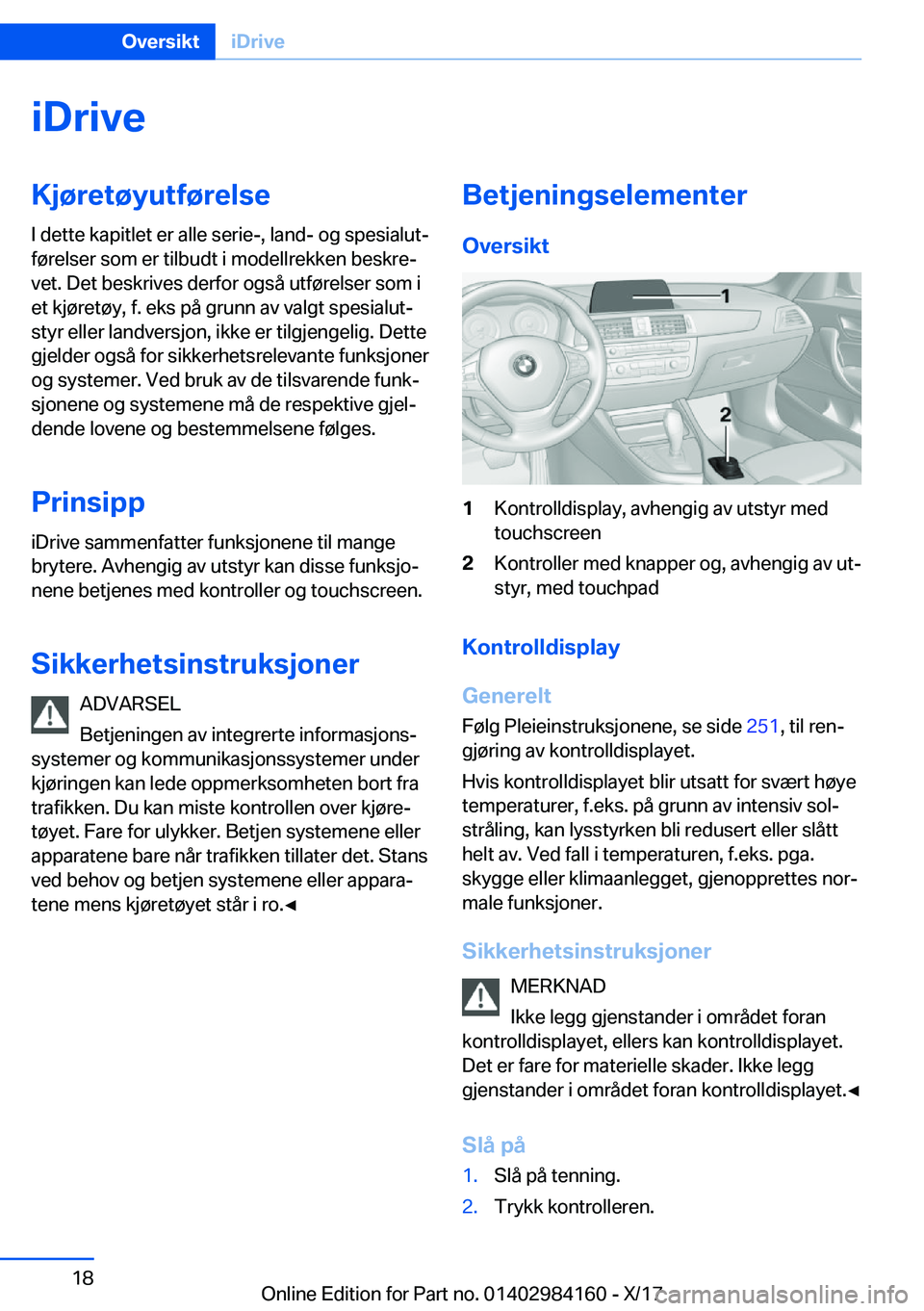 BMW 2 SERIES COUPE 2018  InstruksjonsbØker (in Norwegian) �i�D�r�i�v�e�K�j�
