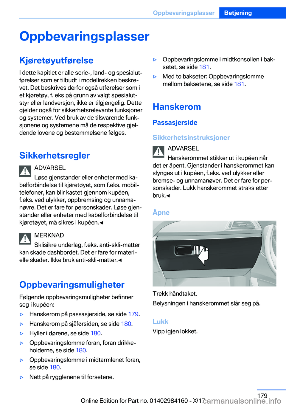 BMW 2 SERIES COUPE 2018  InstruksjonsbØker (in Norwegian) �O�p�p�b�e�v�a�r�i�n�g�s�p�l�a�s�s�e�r�K�j�