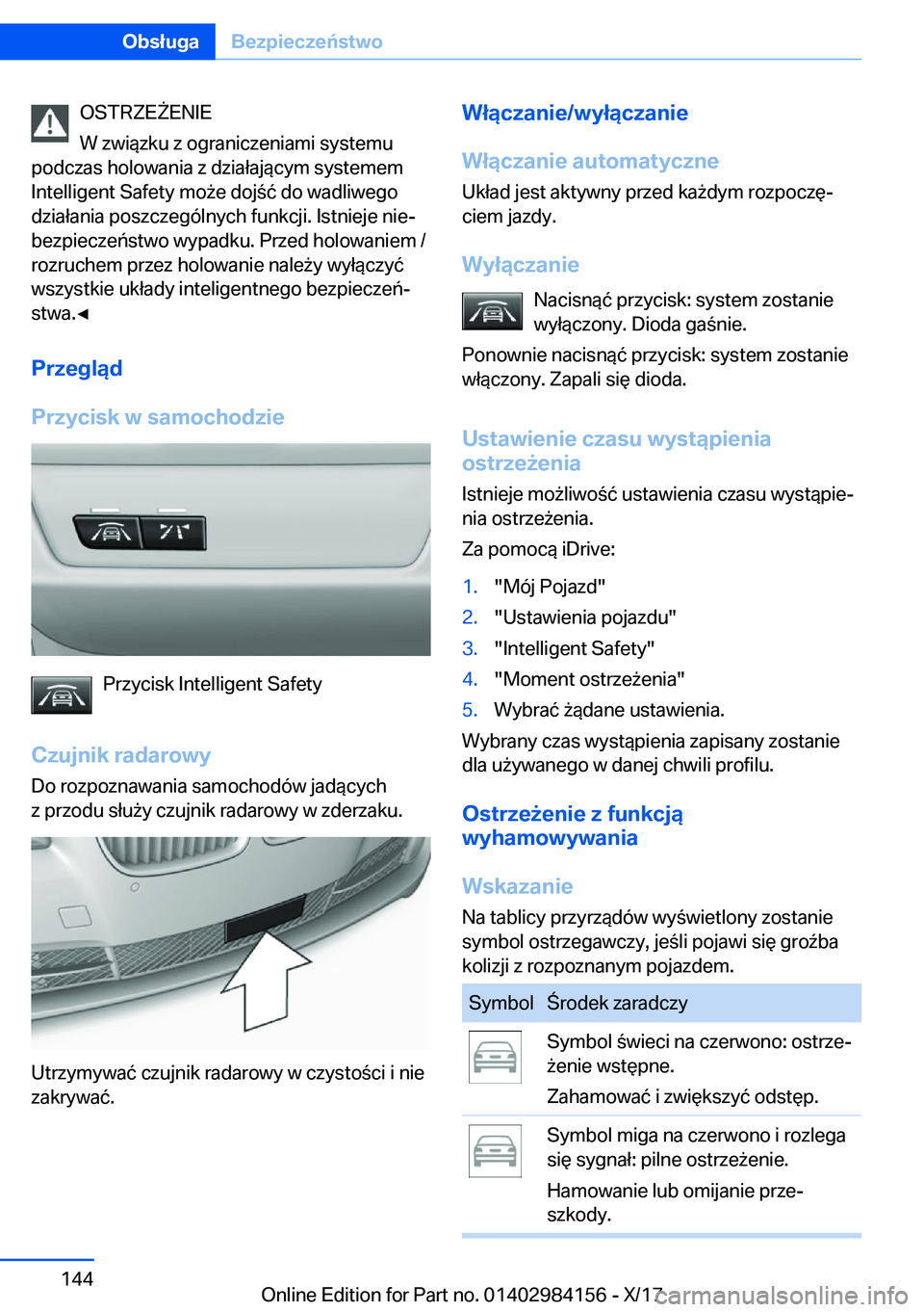 BMW 2 SERIES COUPE 2018  Instrukcja obsługi (in Polish) �O�S�T�R�Z�E 8�E�N�I�E
�W� �z�w�i�