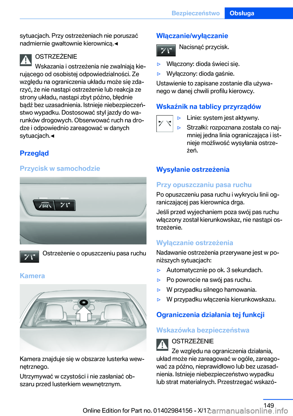 BMW 2 SERIES COUPE 2018  Instrukcja obsługi (in Polish) �s�y�t�u�a�c�j�a�c�h�.� �P�r�z�y� �o�s�t�r�z�e 9�e�n�i�a�c�h� �n�i�e� �p�o�r�u�s�z�a�