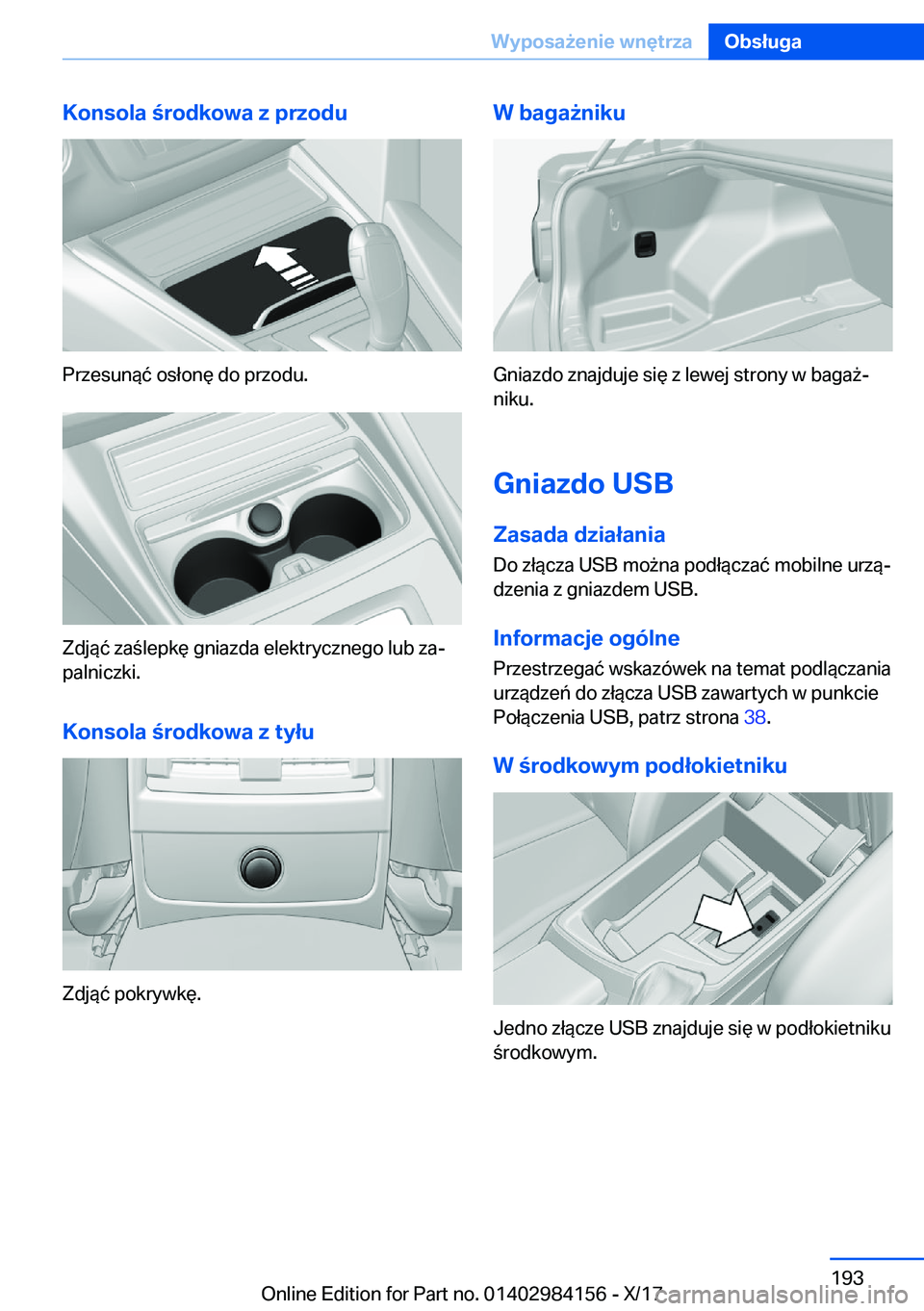 BMW 2 SERIES COUPE 2018  Instrukcja obsługi (in Polish) �K�o�n�s�o�l�a��r�o�d�k�o�w�a��z��p�r�z�o�d�u
�P�r�z�e�s�u�n�