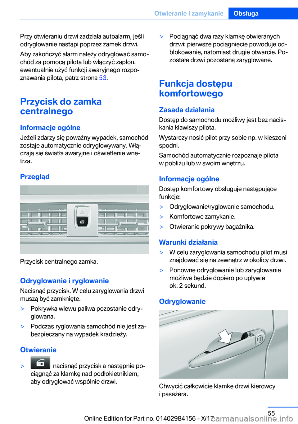 BMW 2 SERIES COUPE 2018  Instrukcja obsługi (in Polish) �P�r�z�y� �o�t�w�i�e�r�a�n�i�u� �d�r�z�w�i� �z�a�d�z�i�a�ł�a� �a�u�t�o�a�l�a�r�m�,� �j�e �l�i�o�d�r�y�g�l�o�w�a�n�i�e� �n�a�s�t�