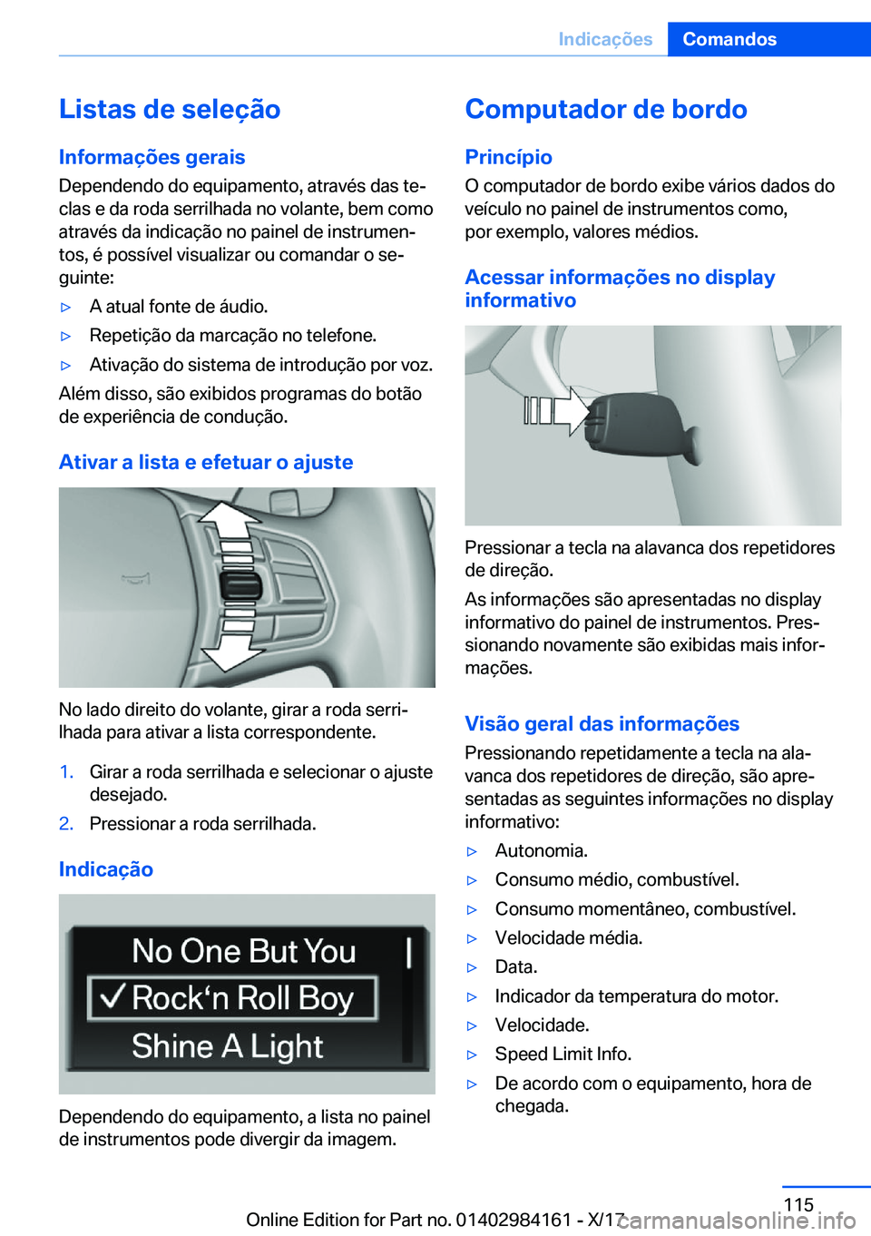 BMW 2 SERIES COUPE 2018  Manual do condutor (in Portuguese) �L�i�s�t�a�s��d�e��s�e�l�e�