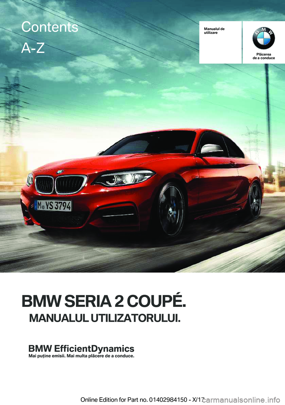 BMW 2 SERIES COUPE 2018  Ghiduri De Utilizare (in Romanian) �M�a�n�u�a�l�u�l��d�e
�u�t�i�l�i�z�a�r�e
�P�l�