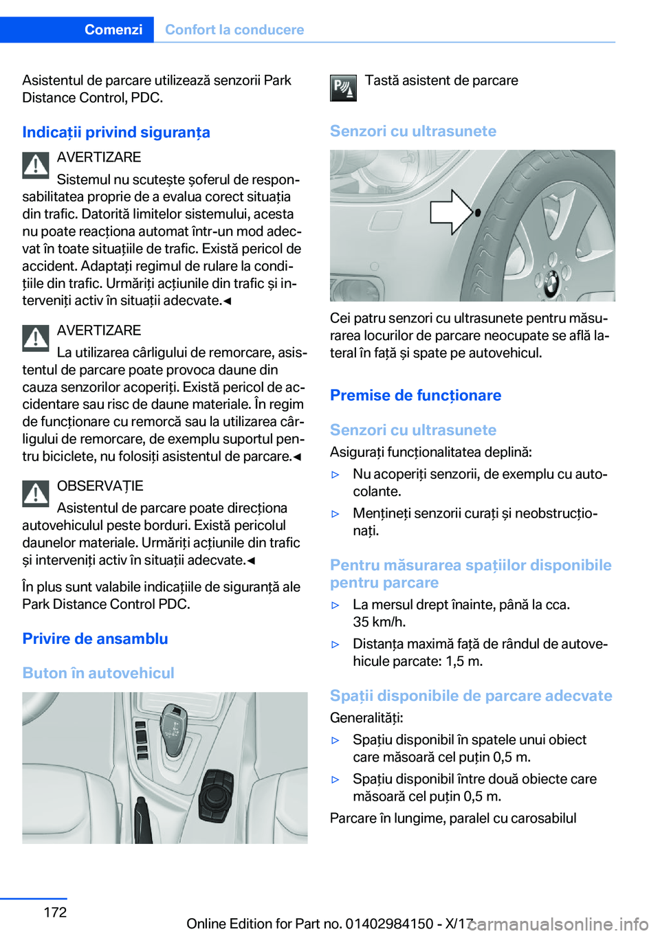 BMW 2 SERIES COUPE 2018  Ghiduri De Utilizare (in Romanian) �A�s�i�s�t�e�n�t�u�l� �d�e� �p�a�r�c�a�r�e� �u�t�i�l�i�z�e�a�z�